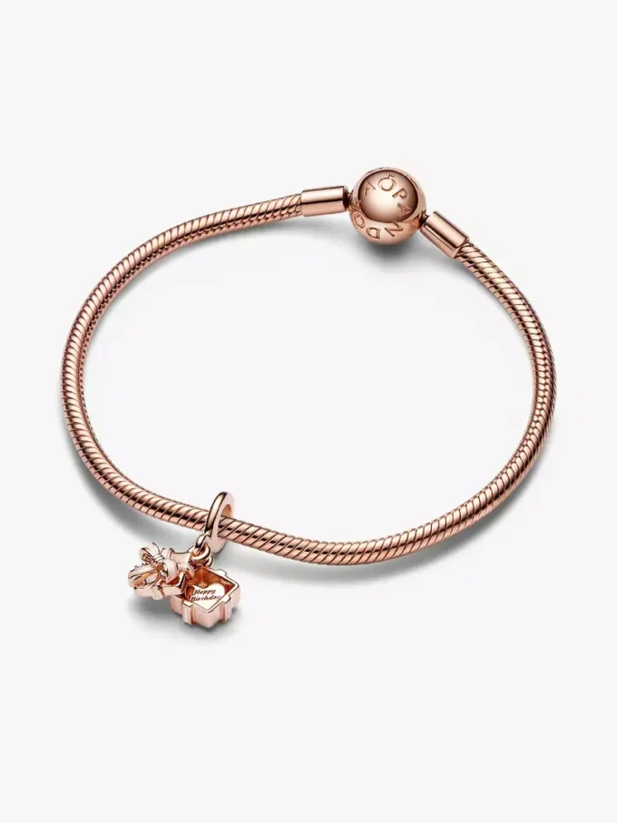 Geburtstagsgeschenk-Dangle Charm zum Aufklappen, 14-karätige Roségoldbeschichtung Geburtstagsgeschenk-Dangle Charm zum Aufklappen, 14-karätige Roségoldbeschichtung