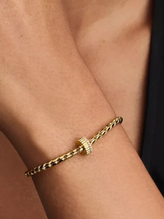 Gerippter Clip Charm, 14-karätig vergoldet