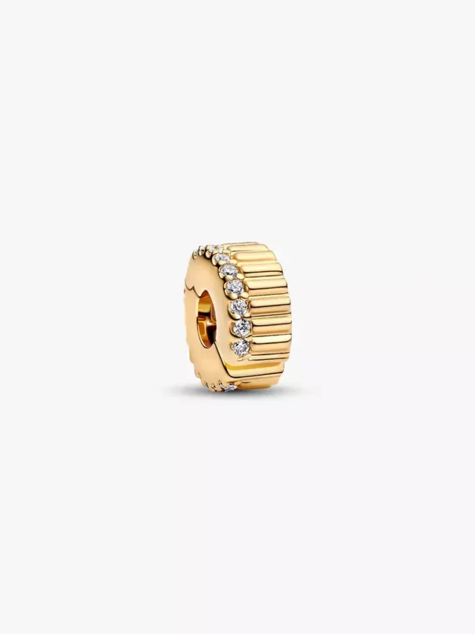 Gerippter Clip Charm, 14-karätig vergoldet Gerippter Clip Charm, 14-karätig vergoldet