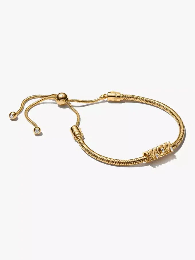 Geschenkset „Cherished Mom“-Armbänder, 14-karätig vergoldet