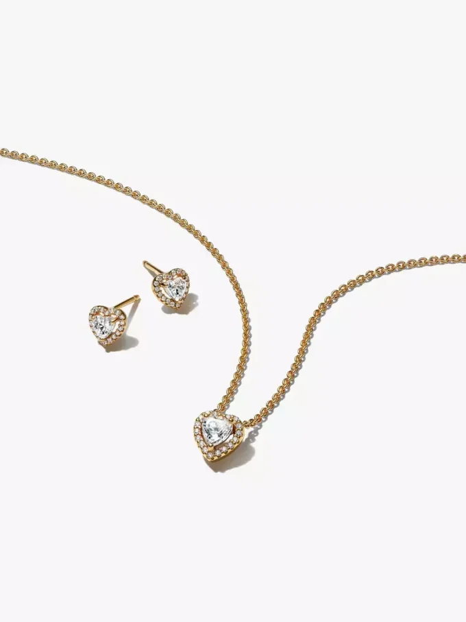 Geschenkset mit goldenem Herzschmuck, 14-karätig vergoldet