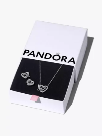 Geschenkset mit verschlungenen Herzen und Schmetterlingen aus Sterlingsilber