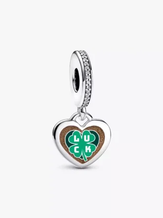 Glücksbringer-Dangle Charm „Kleeblatt“ aus Sterlingsilber