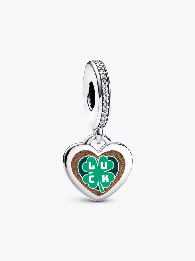 Glücksbringer-Dangle Charm „Kleeblatt“ aus Sterlingsilber Glücksbringer-Dangle Charm „Kleeblatt“ aus Sterlingsilber