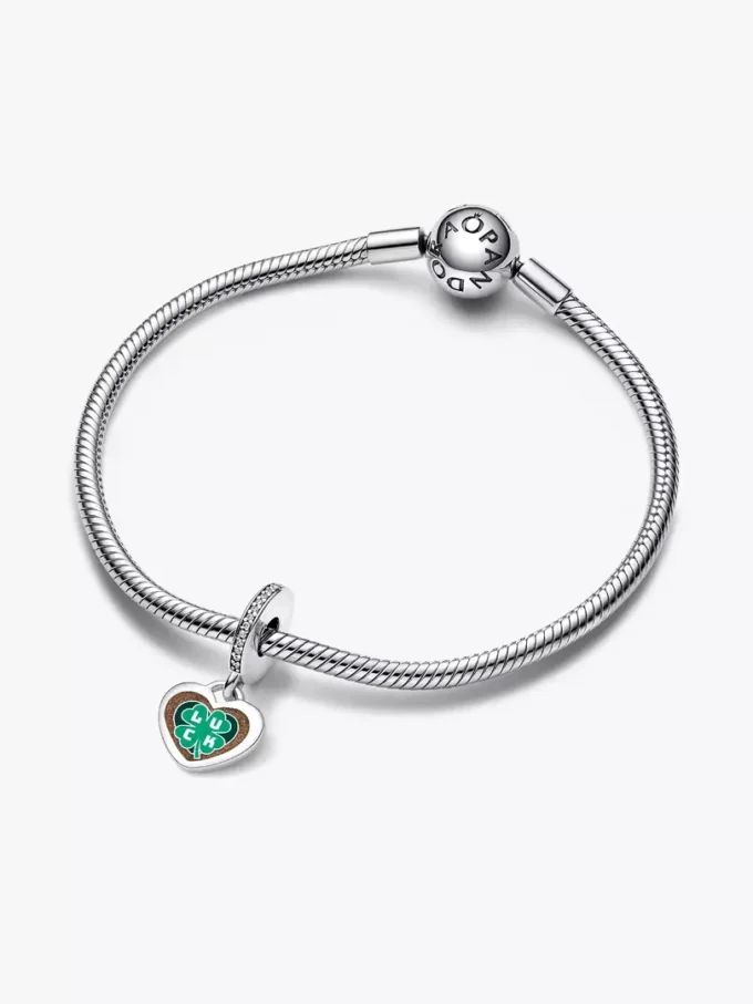 Glücksbringer-Dangle Charm „Kleeblatt“ aus Sterlingsilber Glücksbringer-Dangle Charm „Kleeblatt“ aus Sterlingsilber