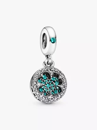 Glücksbringer-Dangle Charm „Vierblättriges Kleeblatt“ aus Sterlingsilber