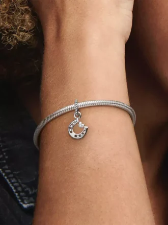 Glücksbringer-Hufeisen-Dangle Charm aus Sterlingsilber