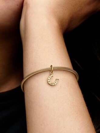 Glückshufeisen-Dangle Charm – 14 Karat vergoldet