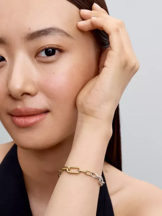 Gliederarmband aus Sterlingsilber, 14-karätig vergoldet