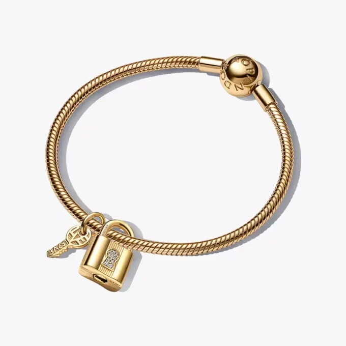 Gold-Vorhängeschloss-Armband-Set, 2er-Set
