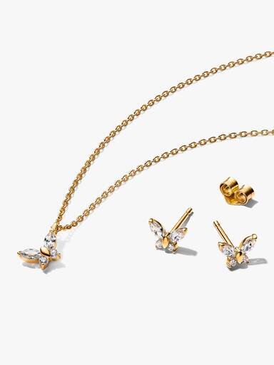 Golden Butterfly Schmuck-Geschenkset – 14-karätige Vergoldung Golden Butterfly Schmuck-Geschenkset – 14-karätige Vergoldung