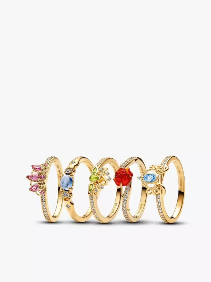 Goldfarbenes Prinzessinnen-Ring-Set, 5er-Set Goldfarbenes Prinzessinnen-Ring-Set, 5er-Set