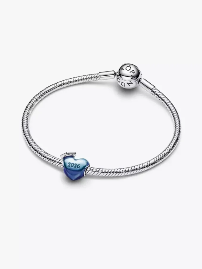 Graduation 2026 – blauer Herz-Charm aus Sterlingsilber