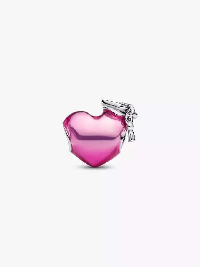 Graduation 2026 Pink Heart Charm aus Sterlingsilber Graduation 2026 Pink Heart Charm aus Sterlingsilber