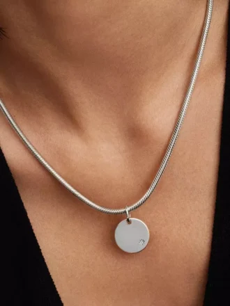 Gravierbarer Anhänger mit im Labor gezüchtetem Diamanten, 0,012 Karat, Sterlingsilber