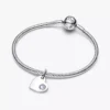 Gravierbarer aquablauer Stein-Herz-Dangle Charm aus Sterlingsilber