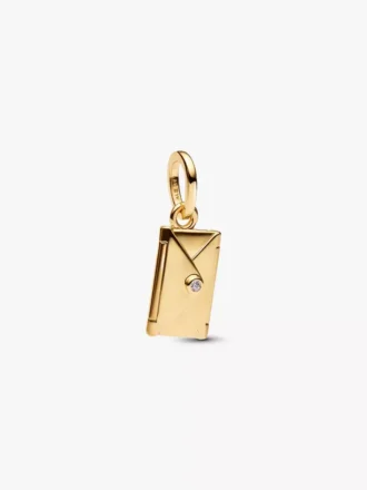 Gravierbarer & aufklappbarer Briefumschlag-Dangle Charm, 14 Karat vergoldet