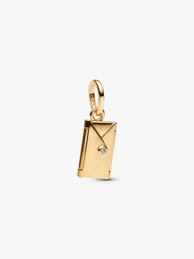 Gravierbarer & aufklappbarer Briefumschlag-Dangle Charm, 14 Karat vergoldet Gravierbarer & aufklappbarer Briefumschlag-Dangle Charm, 14 Karat vergoldet