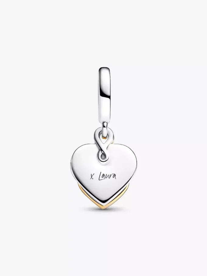 Gravierbarer Doppel-Dangle Charm „Mama“ mit im Labor gezüchteten Diamanten, 0,009 ct insgesamt, Sterlingsilber, 14-karätige Vergoldung Gravierbarer Doppel-Dangle Charm „Mama“ mit im Labor gezüchteten Diamanten, 0,009 ct insgesamt, Sterlingsilber, 14-karätige Vergoldung