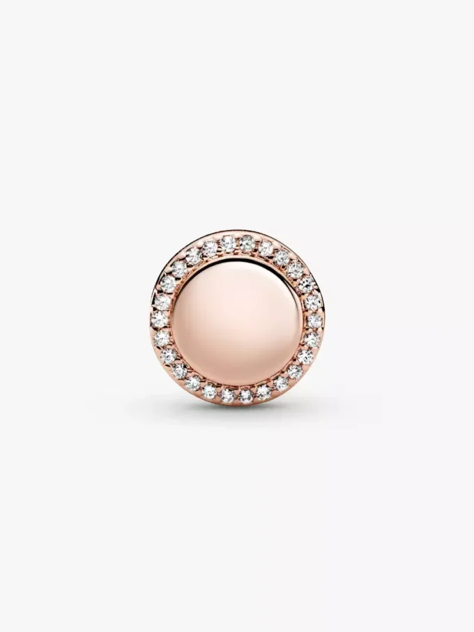 Gravierbarer funkelnder Knopf-Charm, 14 Karat Roségold-Beschichtung Gravierbarer funkelnder Knopf-Charm, 14 Karat Roségold-Beschichtung
