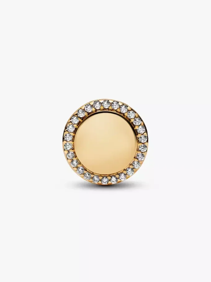 Gravierbarer funkelnder Knopf-Charm, 14 Karat vergoldet Gravierbarer funkelnder Knopf-Charm, 14 Karat vergoldet