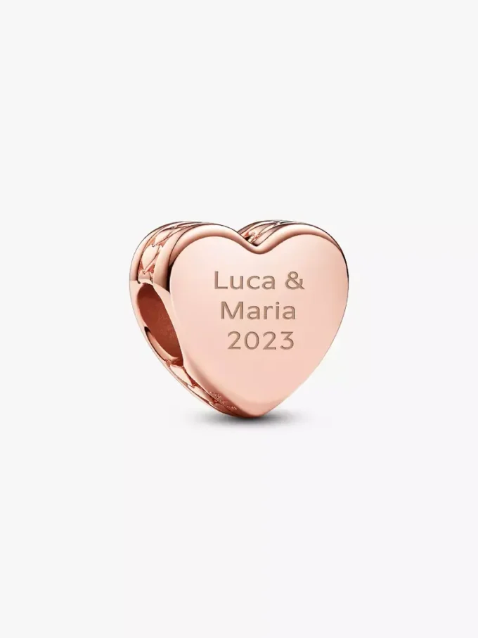 Gravierbarer Herz-Charm, 14 Karat Roségold-Beschichtung Gravierbarer Herz-Charm, 14 Karat Roségold-Beschichtung