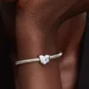 Gravierbarer Herz-Charm aus Sterlingsilber mit aquablauem Stein