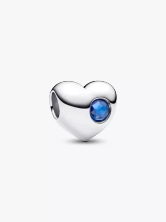 Gravierbarer Herz-Charm aus Sterlingsilber mit blauem Stein