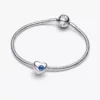 Gravierbarer Herz-Charm aus Sterlingsilber mit blauem Stein Gravierbarer Herz-Charm aus Sterlingsilber mit blauem Stein