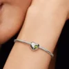 Gravierbarer Herz-Charm aus Sterlingsilber mit frühlingsgrünem Stein