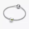 Gravierbarer Herz-Charm aus Sterlingsilber mit frühlingsgrünem Stein