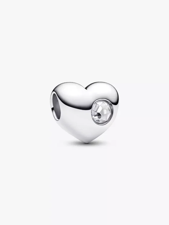 Gravierbarer Herz-Charm aus Sterlingsilber mit klarem Stein Gravierbarer Herz-Charm aus Sterlingsilber mit klarem Stein
