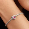 Gravierbarer Herz-Charm aus Sterlingsilber mit rosa Stein Gravierbarer Herz-Charm aus Sterlingsilber mit rosa Stein