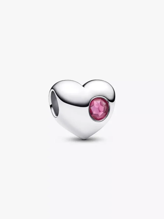 Gravierbarer Herz-Charm aus Sterlingsilber mit rosa Stein Gravierbarer Herz-Charm aus Sterlingsilber mit rosa Stein