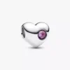Gravierbarer Herz-Charm aus Sterlingsilber mit violettem Stein Gravierbarer Herz-Charm aus Sterlingsilber mit violettem Stein