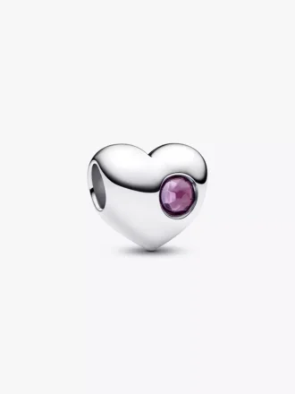 Gravierbarer Herz-Charm aus Sterlingsilber mit violettem Stein