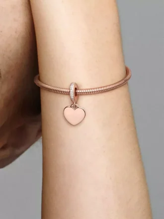 Gravierbarer Herz-Dangle Charm, 14 Karat Roségold-Beschichtung
