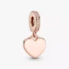 Gravierbarer Herz-Dangle Charm, 14 Karat Roségold-Beschichtung Gravierbarer Herz-Dangle Charm, 14 Karat Roségold-Beschichtung