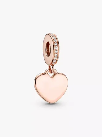 Gravierbarer Herz-Dangle Charm, 14 Karat Roségold-Beschichtung