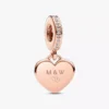 Gravierbarer Herz-Dangle Charm, 14 Karat Roségold-Beschichtung Gravierbarer Herz-Dangle Charm, 14 Karat Roségold-Beschichtung