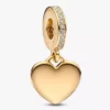 Gravierbarer Herz-Dangle Charm, 14-karätig vergoldet