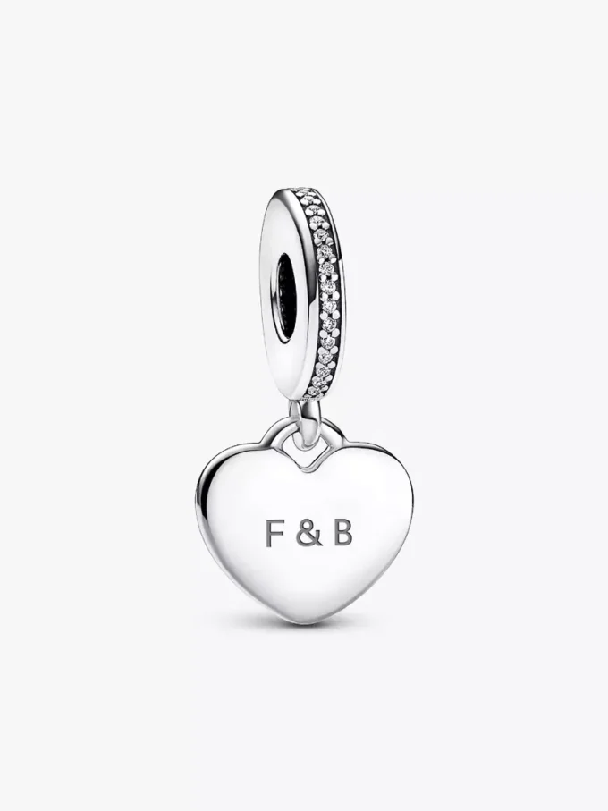 Gravierbarer Herz-Dangle Charm aus Sterlingsilber Gravierbarer Herz-Dangle Charm aus Sterlingsilber