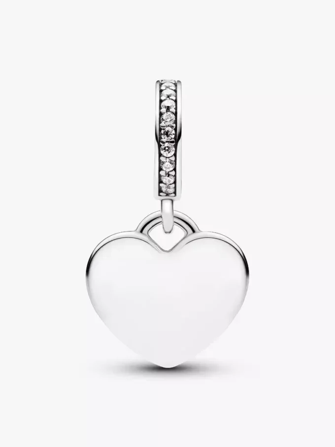 Gravierbarer Herz-Dangle Charm mit Backutensilien aus Sterlingsilber