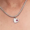 Gravierbarer Herz-Dangle Charm mit echtem rotem Stein, Sterlingsilber Gravierbarer Herz-Dangle Charm mit echtem rotem Stein, Sterlingsilber