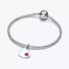 Gravierbarer Herz-Dangle Charm mit echtem rotem Stein, Sterlingsilber Gravierbarer Herz-Dangle Charm mit echtem rotem Stein, Sterlingsilber