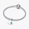 Gravierbarer Herz-Dangle Charm mit grünem Stein, Sterlingsilber Gravierbarer Herz-Dangle Charm mit grünem Stein, Sterlingsilber
