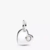 Gravierbarer Herz-Dangle Charm mit weißem Stein aus Sterlingsilber Gravierbarer Herz-Dangle Charm mit weißem Stein aus Sterlingsilber