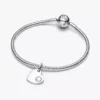 Gravierbarer Herz-Dangle Charm mit weißem Stein aus Sterlingsilber Gravierbarer Herz-Dangle Charm mit weißem Stein aus Sterlingsilber