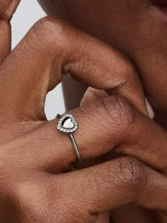 Gravierbarer Herz-Halo-Ring aus Sterlingsilber
