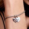 Gravierbarer Herz-Lupen-Dangle Charm – Sterlingsilber
